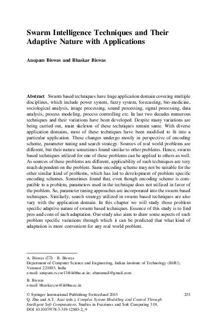 (PDF) Swarm Intelligence Techniques and Their Adaptive Nature with ...