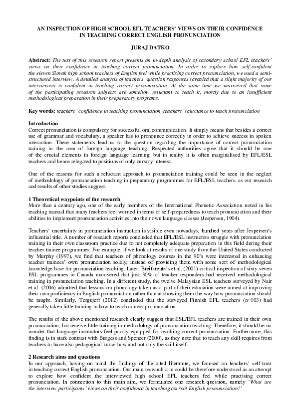 (PDF) An Inspection of High School EFL Teachers' Views on Their ...