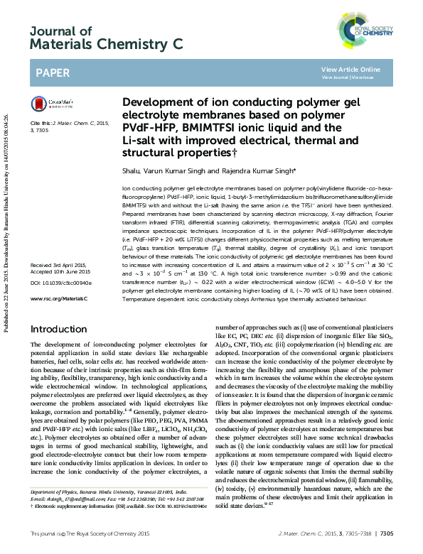 (PDF) Development of ion conducting polymer gel electrolyte membranes ...