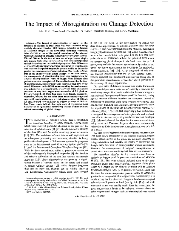 (PDF) The impact of misregistration on change detection