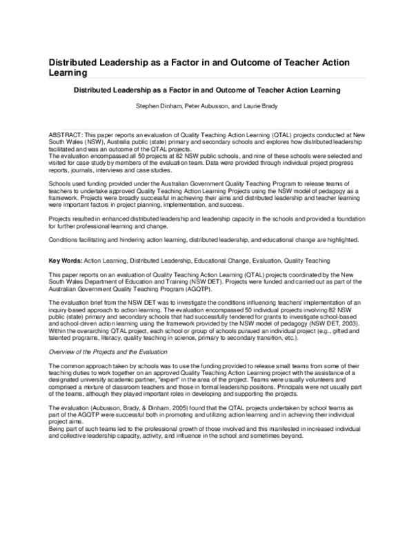 (PDF) Distributed leadership as a factor in and outcome of teacher ...