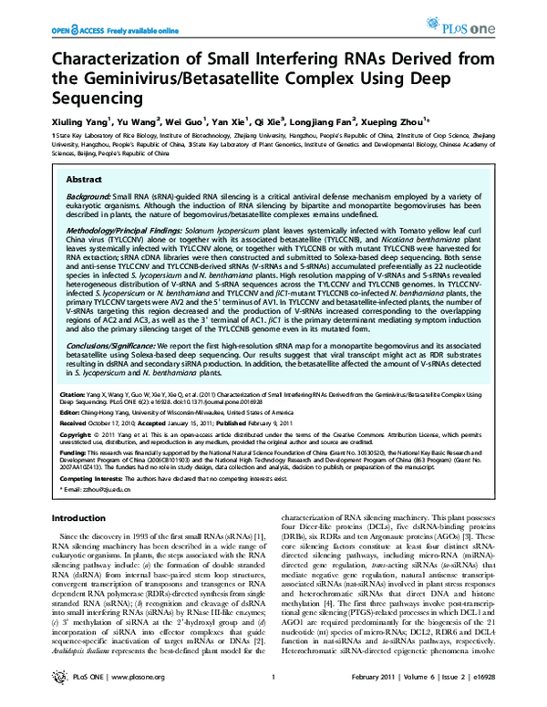 (PDF) Characterization of Small Interfering RNAs Derived from Sugarcane ...