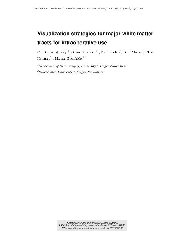 (PDF) Visualization strategies for major white matter tracts identified ...