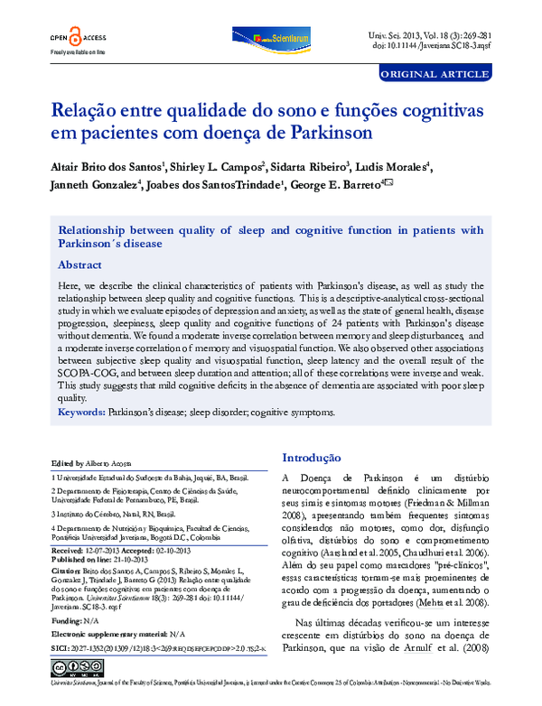 (PDF) Relationship between quality of sleep and cognitive function in ...