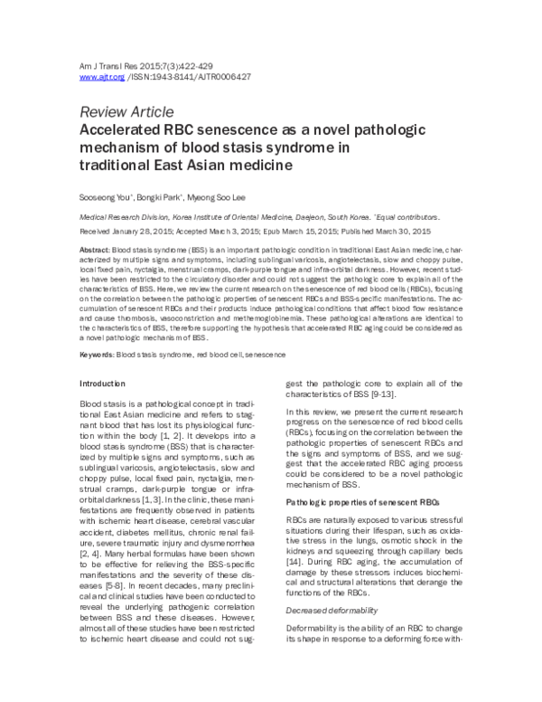 (PDF) Accelerated RBC senescence as a novel pathologic mechanism of ...