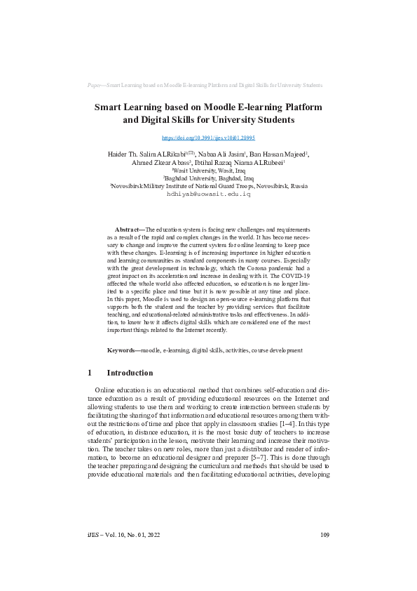 (PDF) Smart Learning based on Moodle E-learning Platform and Digital ...
