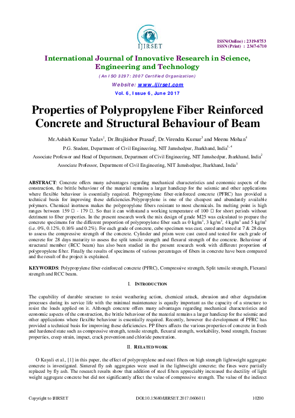 (PDF) Properties of Polypropylene Fiber Reinforced Concrete and ...