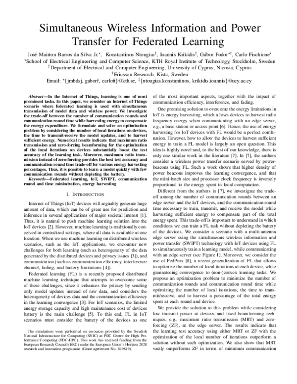 (PDF) Simultaneous Wireless Information and Power Transfer for ...