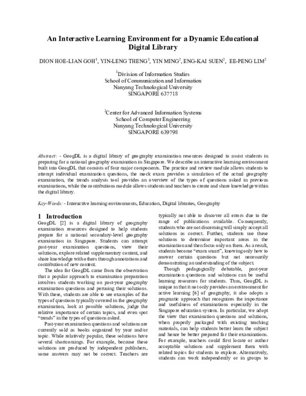 (PDF) An interactive learning environment for a dynamic educational ...