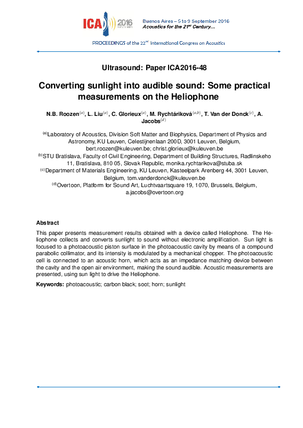 (PDF) Converting sunlight into audible sound: Some practical ...