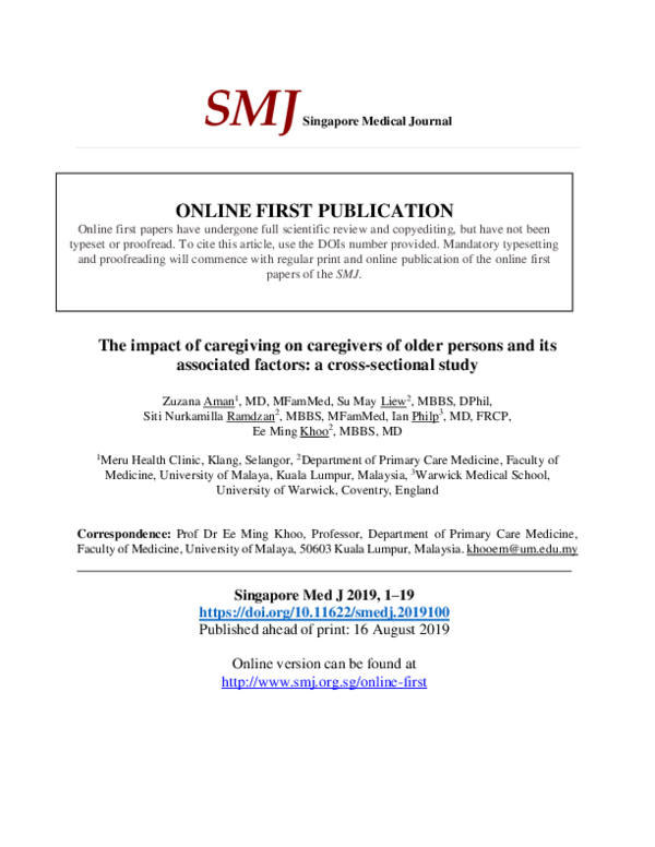 (PDF) The impact of caregiving on caregivers of older persons and its ...
