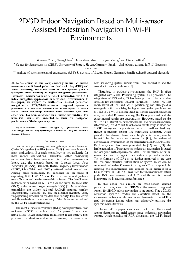 (PDF) 2D/3D indoor navigation based on multi-sensor assisted pedestrian ...