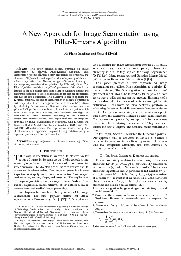 (PDF) A New Approach For Image Segmentation Using Pillar-Kmeans Algorithm