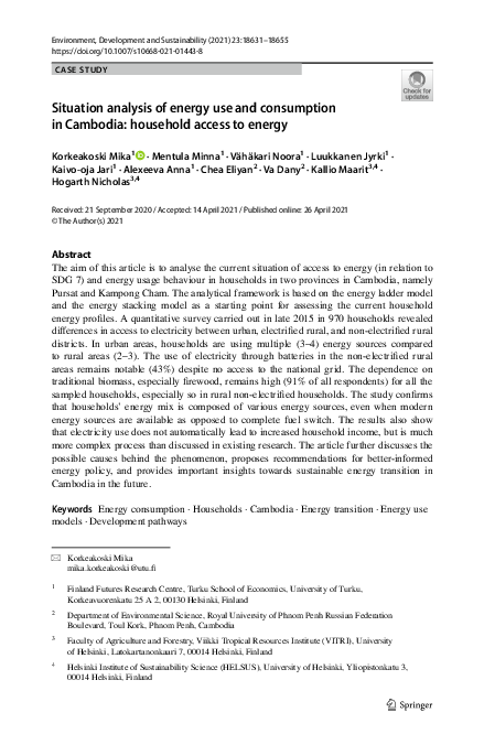 (PDF) Situation analysis of energy use and consumption in Cambodia ...