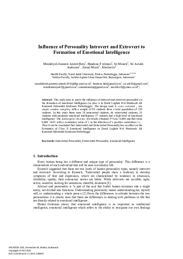 (PDF) Influence of Personality Introvert and Extrovert to Formation of ...