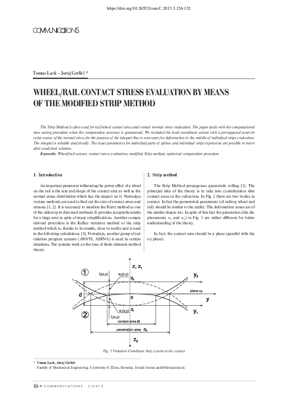 (PDF) Wheel/Rail Contact Stress Evaluation by Means of The modified