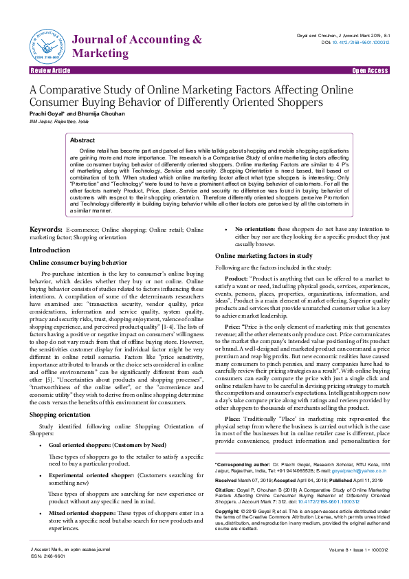 (PDF) A Comparative Study of Online Marketing Factors Affecting Online ...