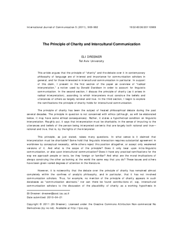 (PDF) The Principle of Charity and Intercultural Communication