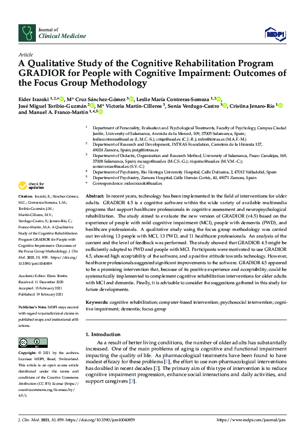 (PDF) A Qualitative Study of the Cognitive Rehabilitation Program ...