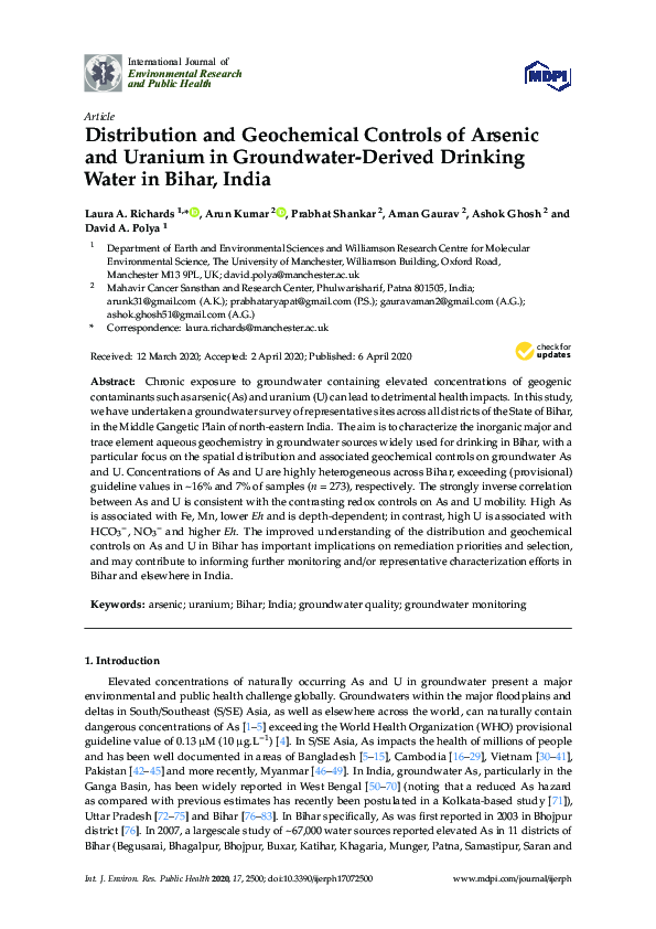 (PDF) Distribution and Geochemical Controls of Arsenic and Uranium in ...