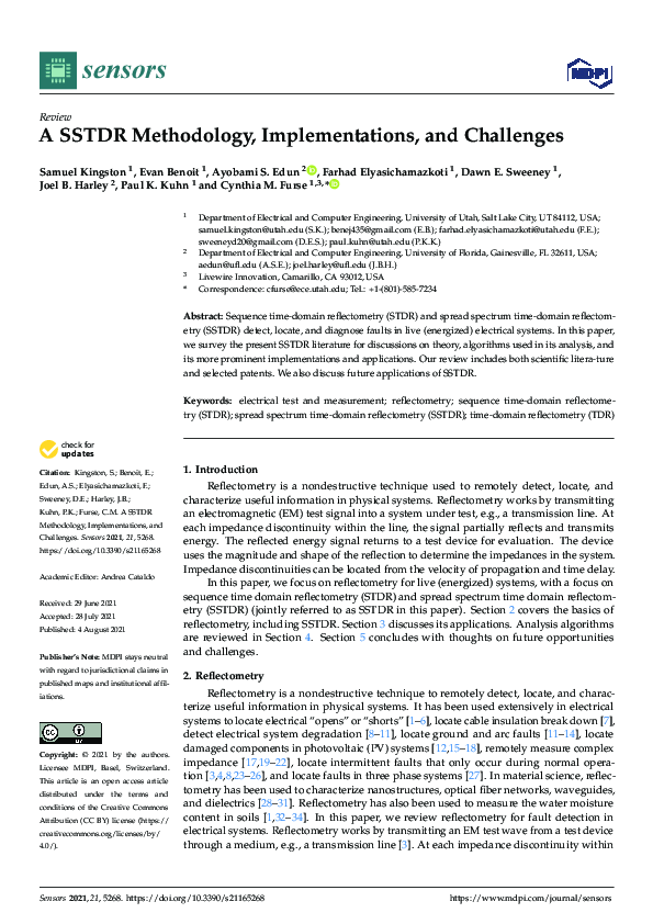 (PDF) A SSTDR Methodology, Implementations, and Challenges