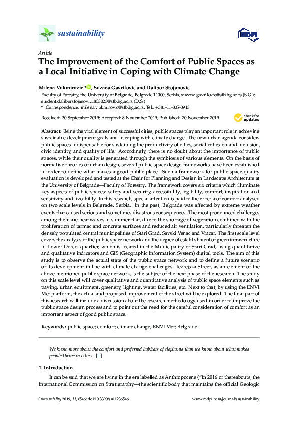 (PDF) The Improvement of the Comfort of Public Spaces as a Local ...