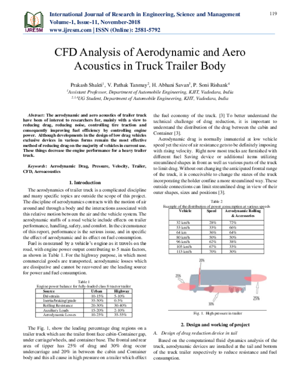 (PDF) CFD Analysis of Aerodynamic and Aero Acoustics in Truck Trailer Body