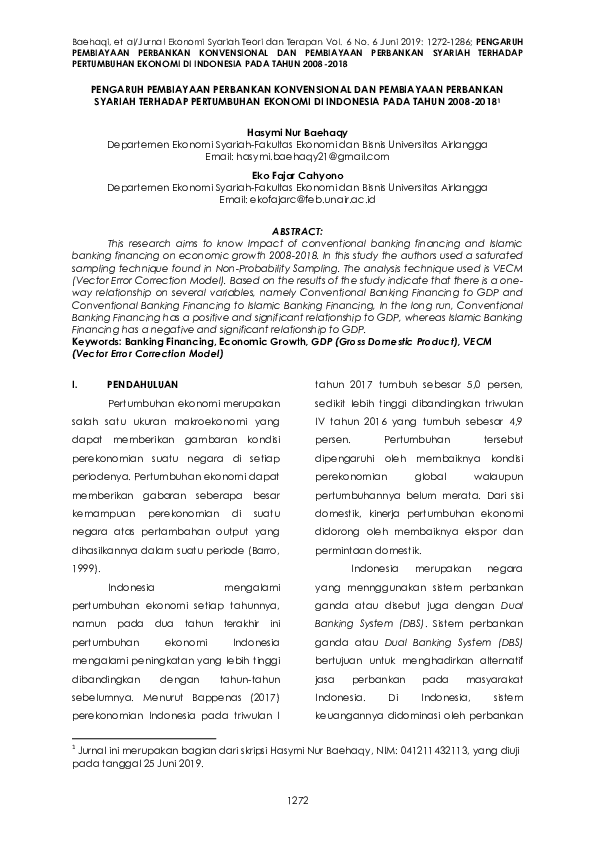 (PDF) Impact of conventional banking financing and Islamic banking ...