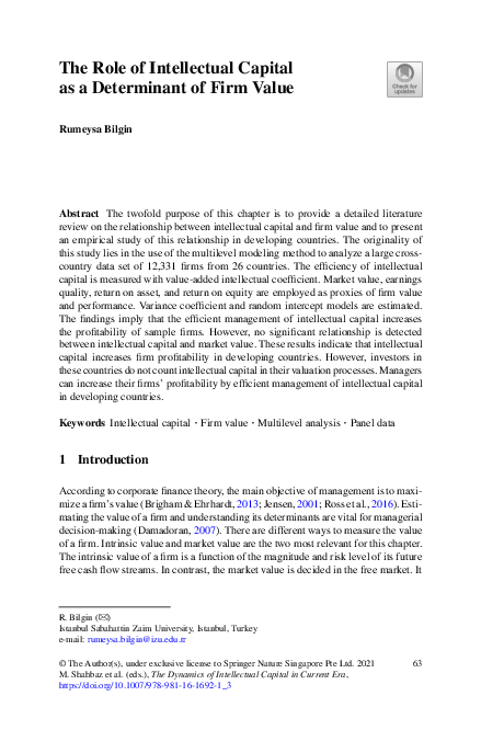 (PDF) The Role of Intellectual Capital as a Determinant of Firm Value