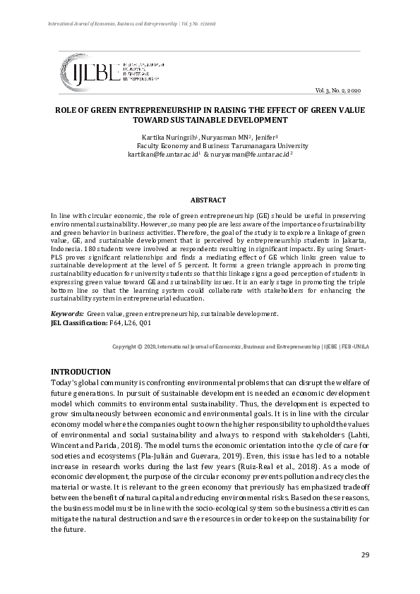 (PDF) Role of Green Entrepreneurship in Raising the Effect of Green ...