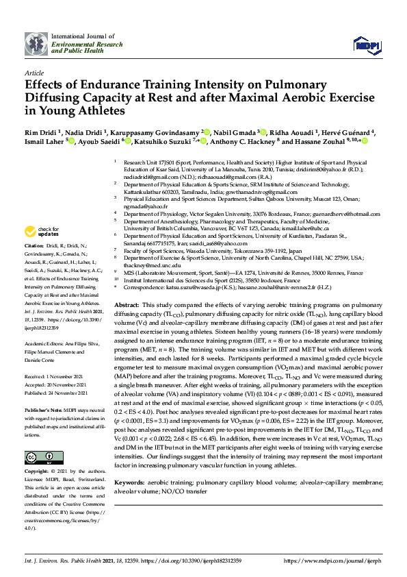 (PDF) Effects of Endurance Training Intensity on Pulmonary Diffusing ...