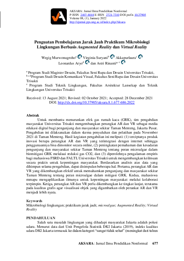 (PDF) Penguatan Pembelajaran Jarak Jauh Praktikum Mikrobiologi Lingkungan Berbasis Augmented