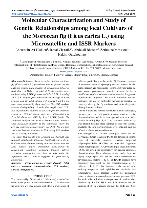 (PDF) Molecular Characterization and Study of Genetic Relationships ...