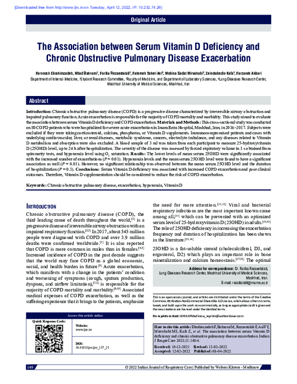 (PDF) The Association between Serum Vitamin D Deficiency and Chronic ...