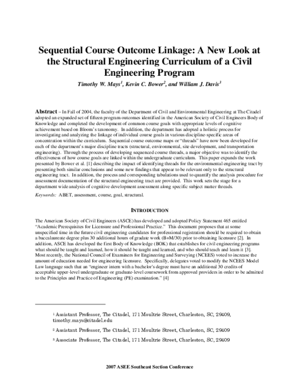 (PDF) Sequential Course Outcome Linkage: A New Look at the Structural ...