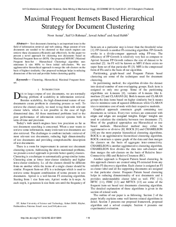 (PDF) Maximal Frequent Itemsets Based Hierarchical Strategy for ...