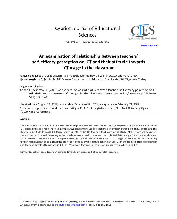 (PDF) An examination of the relationship between teachers' beliefs in ...