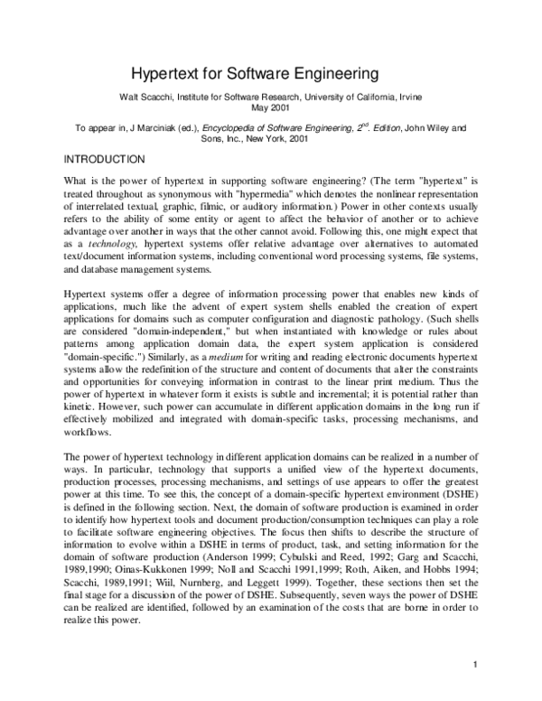 (PDF) Hypertext for Software Engineering