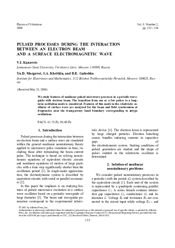 (PDF) Pulsed processes during the interaction between an electron beam ...