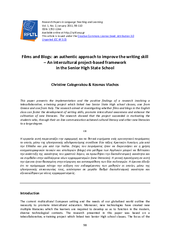 (PDF) Films and Blogs: an authentic approach to improve the writing ...
