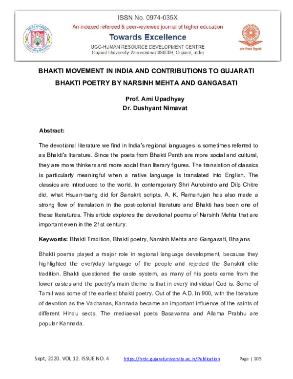 (PDF) Bhakti Movement in India and Contributions to Gujarati Bhakti ...