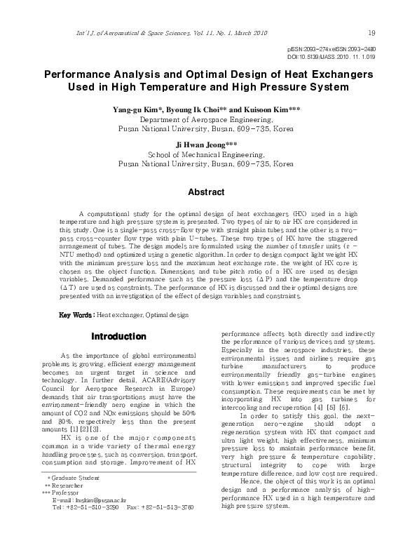 (PDF) Performance Analysis and Optimal Design of Heat Exchangers Used ...