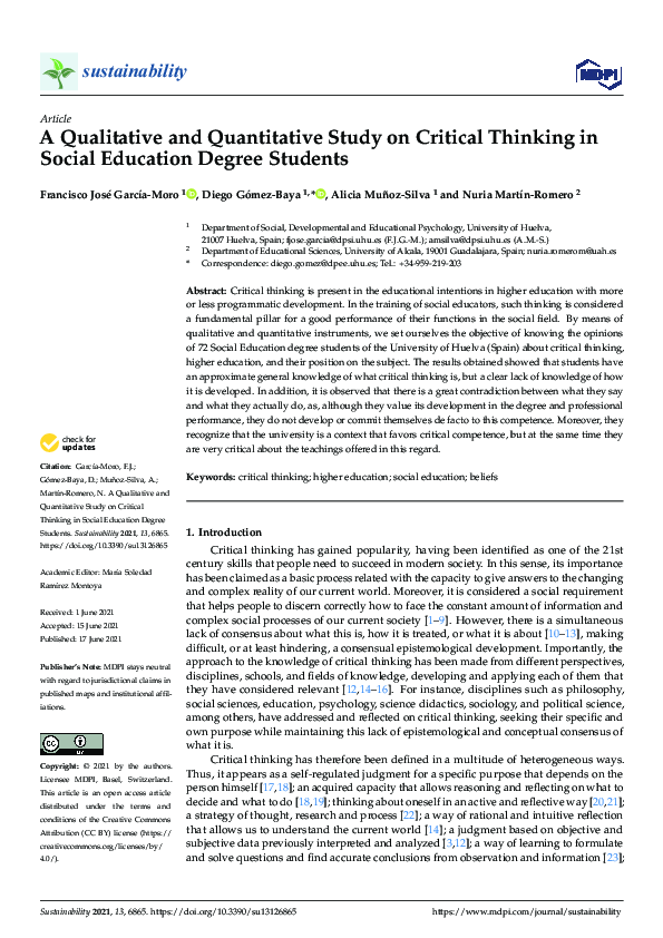 (PDF) A Qualitative and Quantitative Study on Critical Thinking in ...