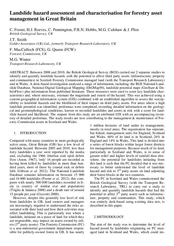 (PDF) Landslide hazard assessment and characterisation for forestry ...