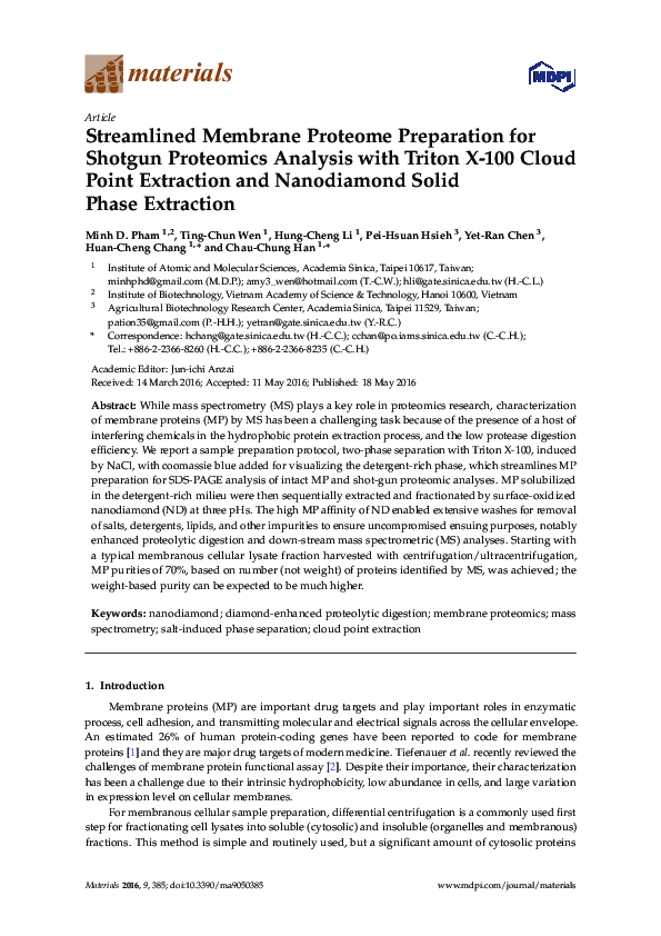 (PDF) Streamlined Membrane Proteome Preparation for Shotgun Proteomics ...