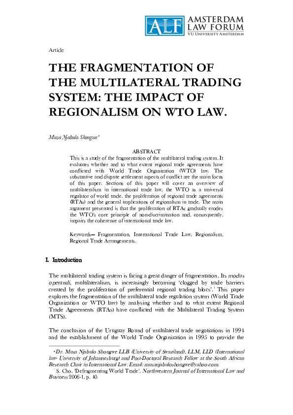 (PDF) The Fragmentation of the Multilateral Trading System: The Impact ...