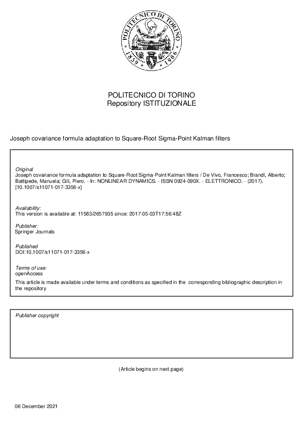 トーマス PDF) Joseph covariance formula adaptation to Square-Root