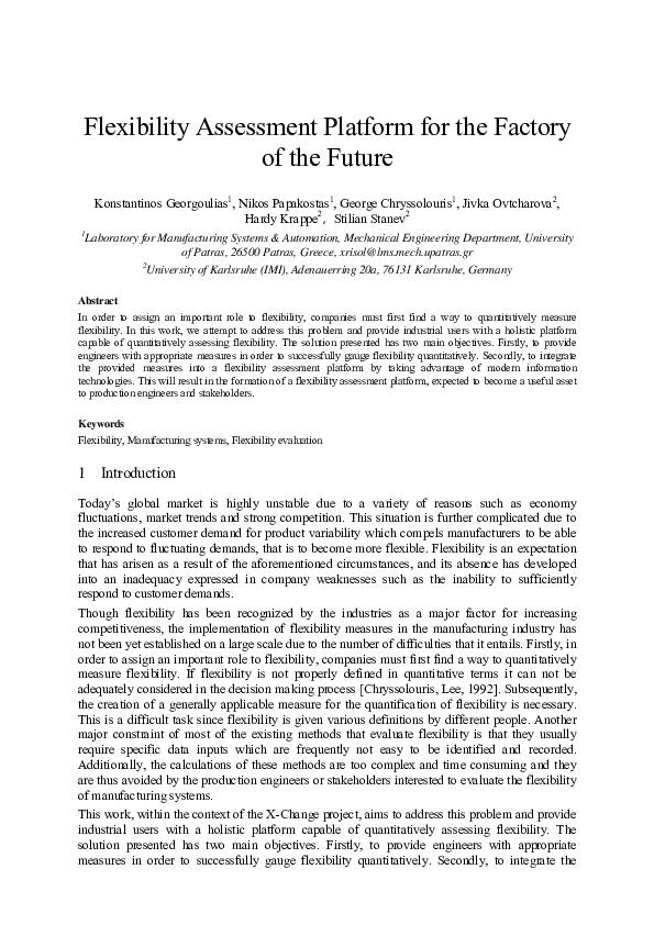 (PDF) Flexibility assessment platform for the factory of the future