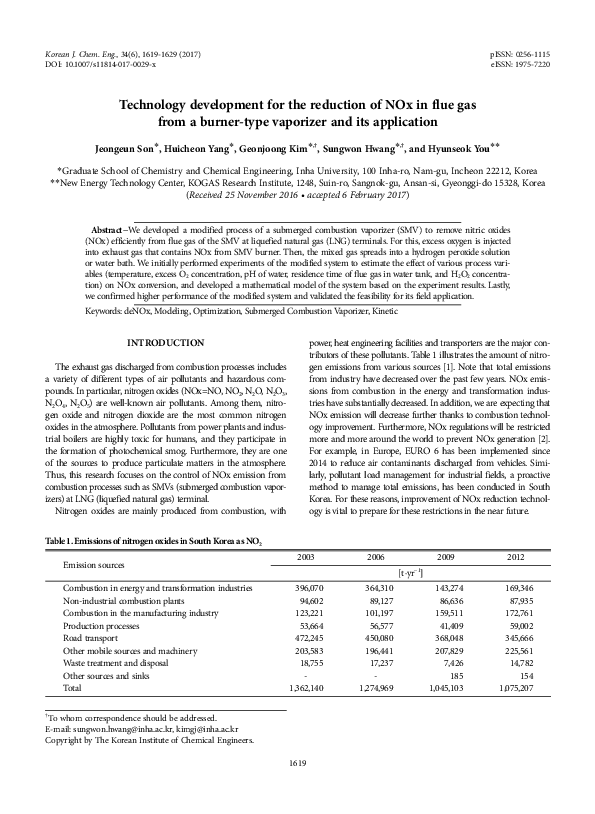 (PDF) Technology development for the reduction of NOx in flue gas from ...