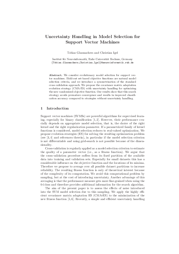 (PDF) Uncertainty Handling in Model Selection for Support Vector Machines